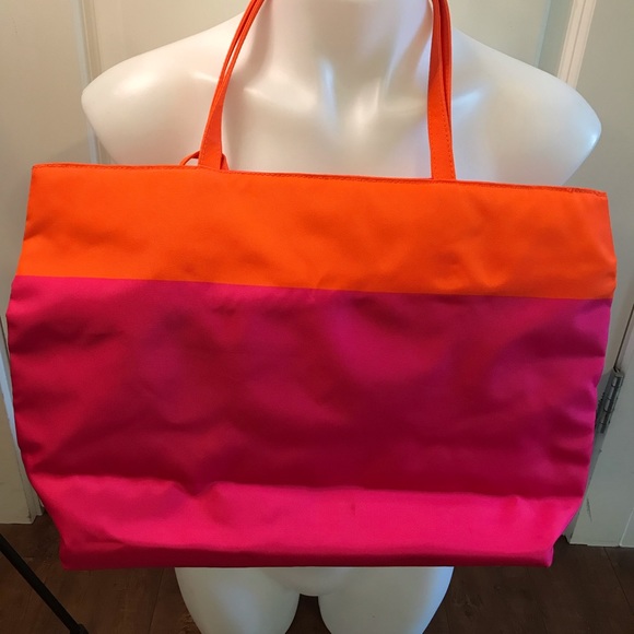 Clinique Pink Orange Tot Bag with attached wristlet - Picture 2 of 13